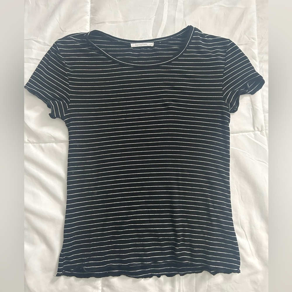 ✨ 4/$25 Antistar Striped Black and White Baby Tee